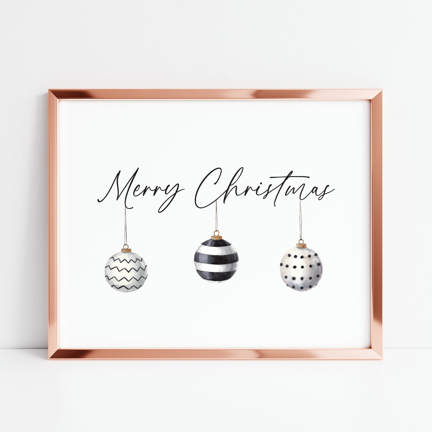 Merry Christmas watercolour monochrome xmas decortation seasonal unframed wall art poster print