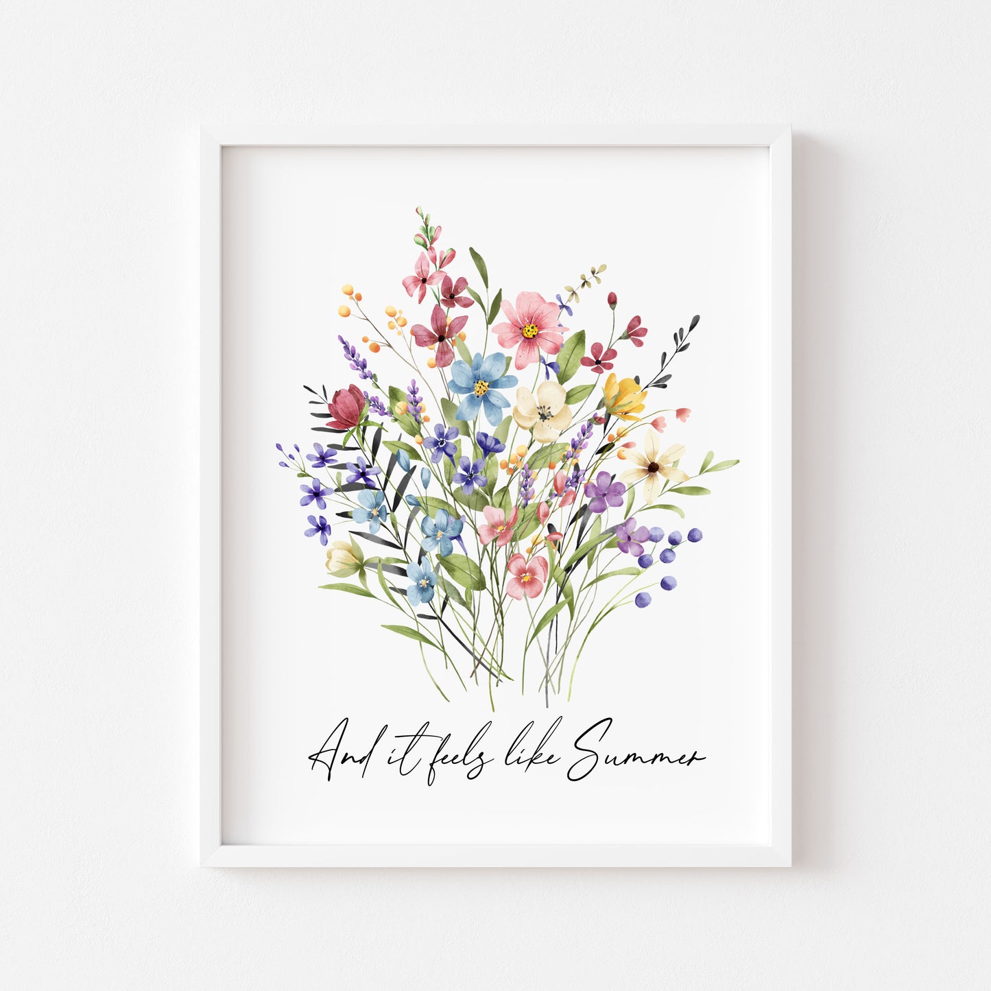 Summer print And it feels like summer wildflower floral bouquet seasonal summer unframed wall art summer print summer home decor, summer art