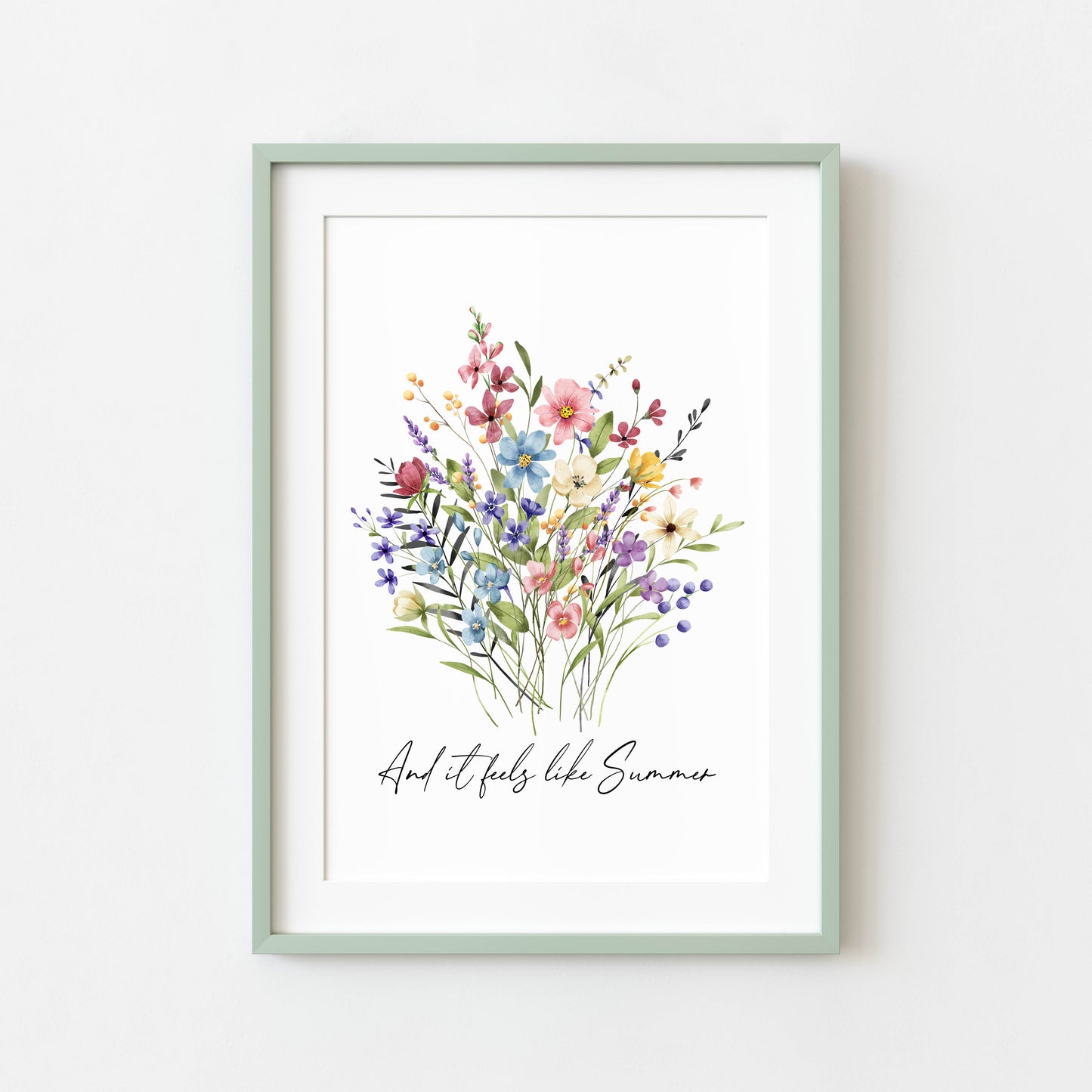 Summer print And it feels like summer wildflower floral bouquet seasonal summer unframed wall art summer print summer home decor, summer art