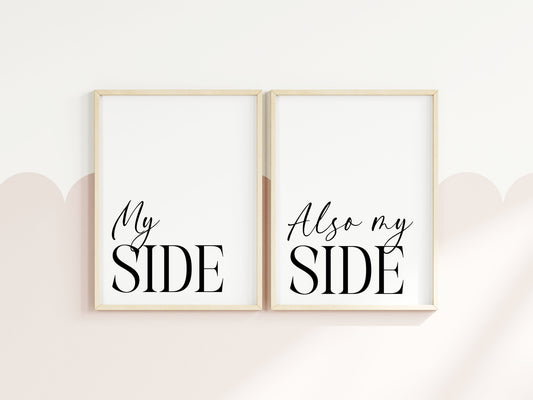 My side, also mine funny minimalist Bedroom Wall Art (unframed)