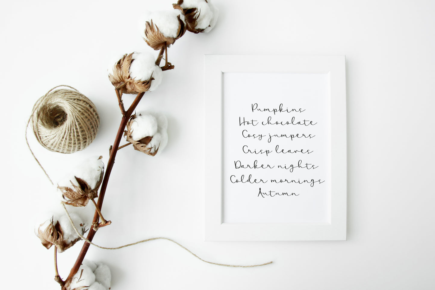 Autumn description, Autumn favourites calligraphy, typography unframed wall art poster print