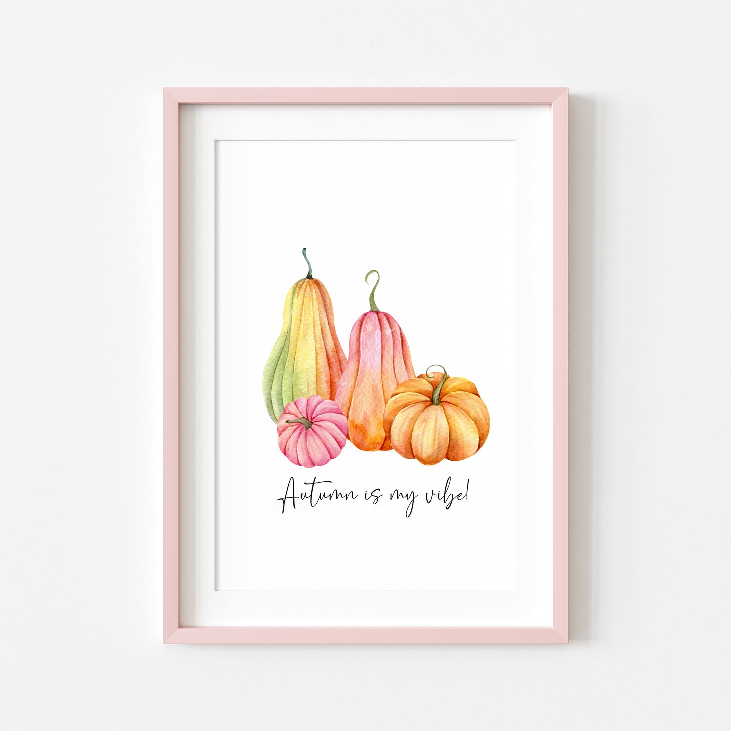 Autumn is my vibe Pumpkin trio orange, green and pink seasonal unframed wall art poster print