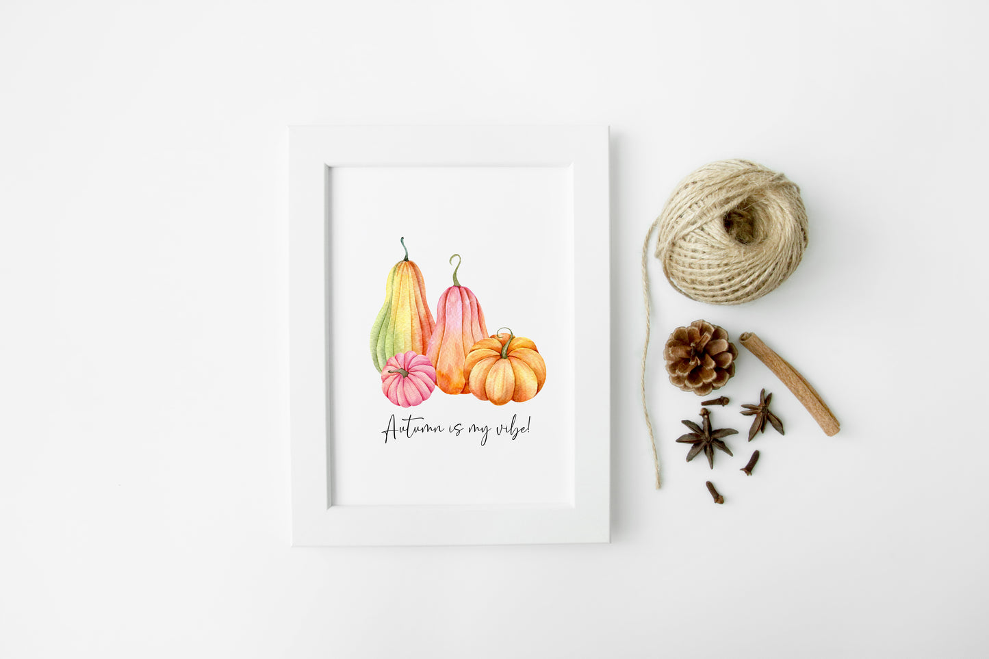Autumn is my vibe Pumpkin trio orange, green and pink seasonal unframed wall art poster print