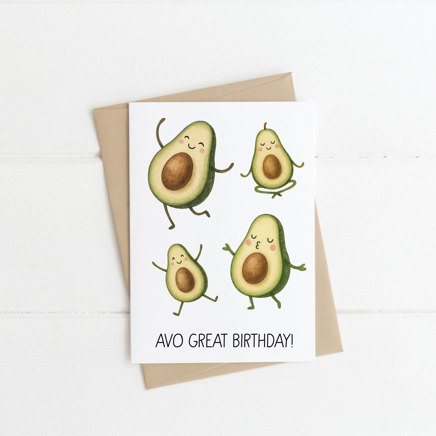 Happy birthday Avocado card Happy birthday Avo great day Avocado humorous animal birthday card with envelope, funny humorous birthday card