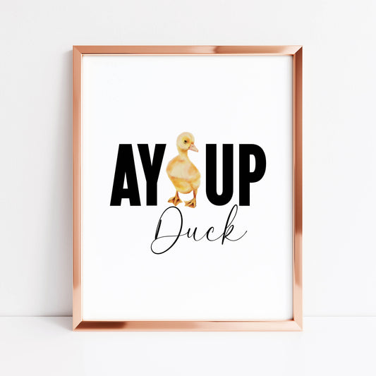 AY UP DUCK funny northern duck duckling saying watercolour home bedroom unframed wall art poster print