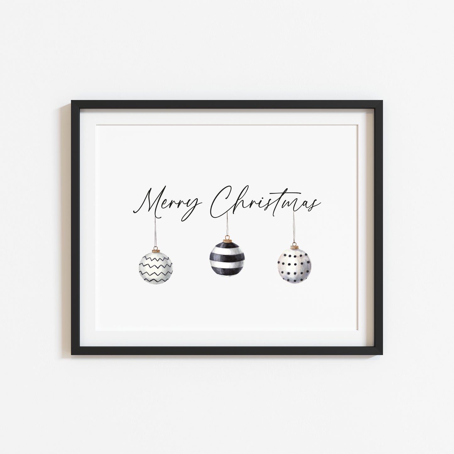 Merry Christmas watercolour monochrome xmas decortation seasonal unframed wall art poster print