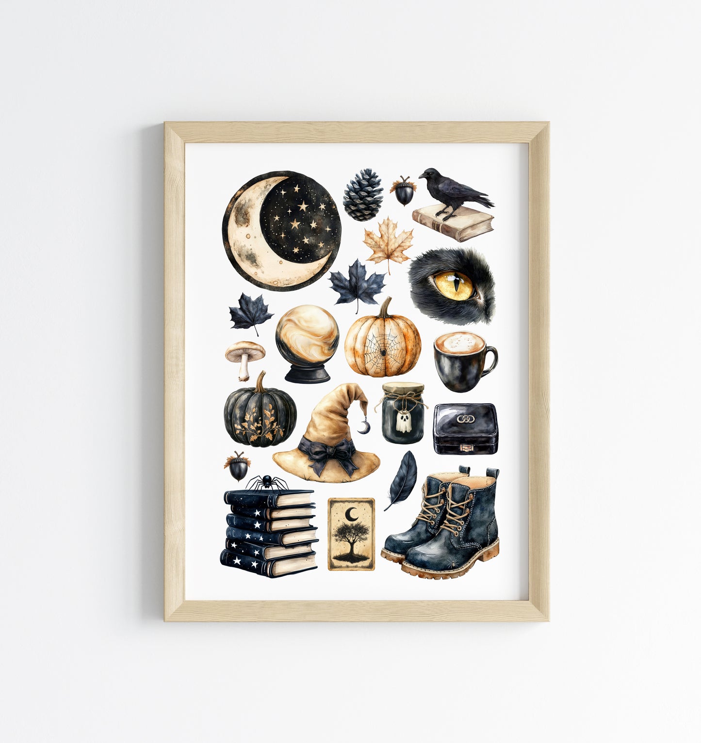 Black & Beige Halloween Mood board black gothic Spooky unframed wall art poster print