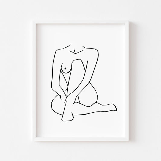 Bathroom print, woman line drawing, woman body simplistic line art bathroom bedroom unframed wall art poster print, line art, bathroom art