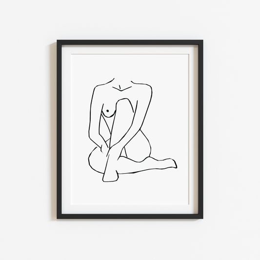 Bathroom print, woman line drawing, woman body simplistic line art bathroom bedroom unframed wall art poster print, line art, bathroom art