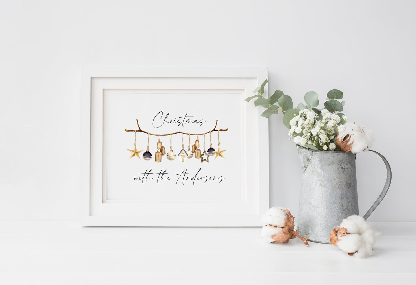 Personalised Christmas hanging boho decorations family Christmas at/with seasonal unframed wall art poster print