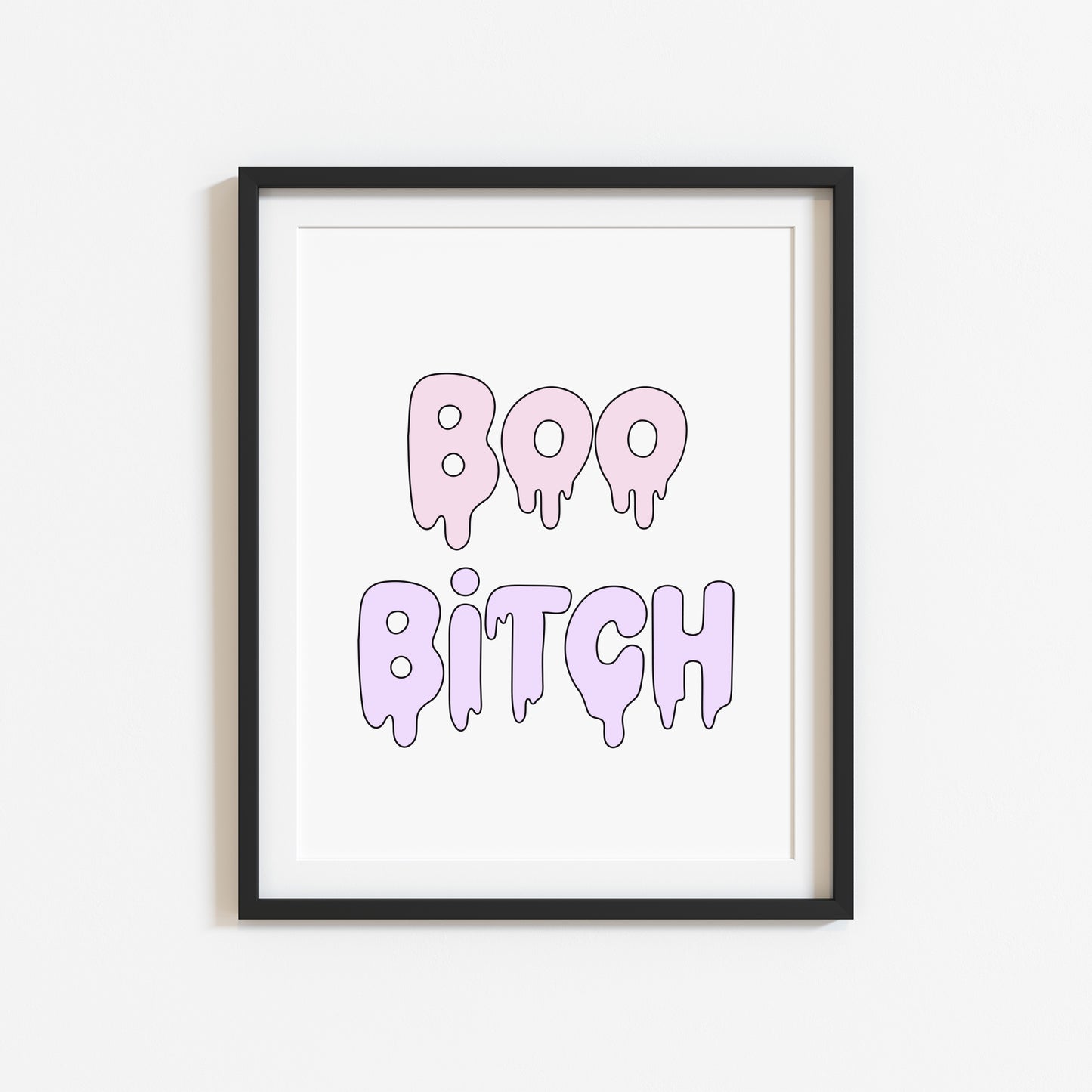 Halloween print, Boo B*tch watercolour pastel cute seasonal spooky halloween decor unframed wall art poster print, cute funny spooky art