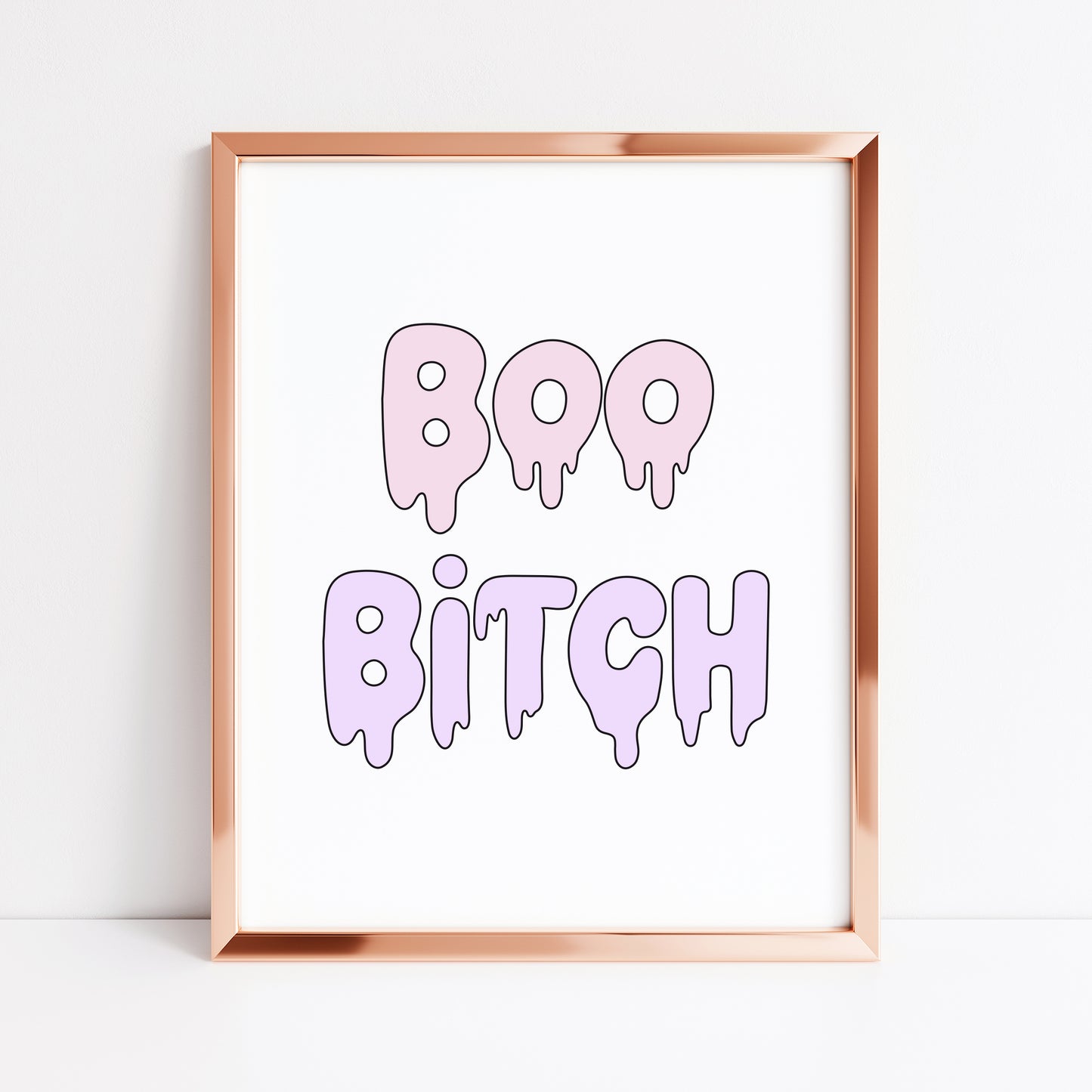Halloween print, Boo B*tch watercolour pastel cute seasonal spooky halloween decor unframed wall art poster print, cute funny spooky art