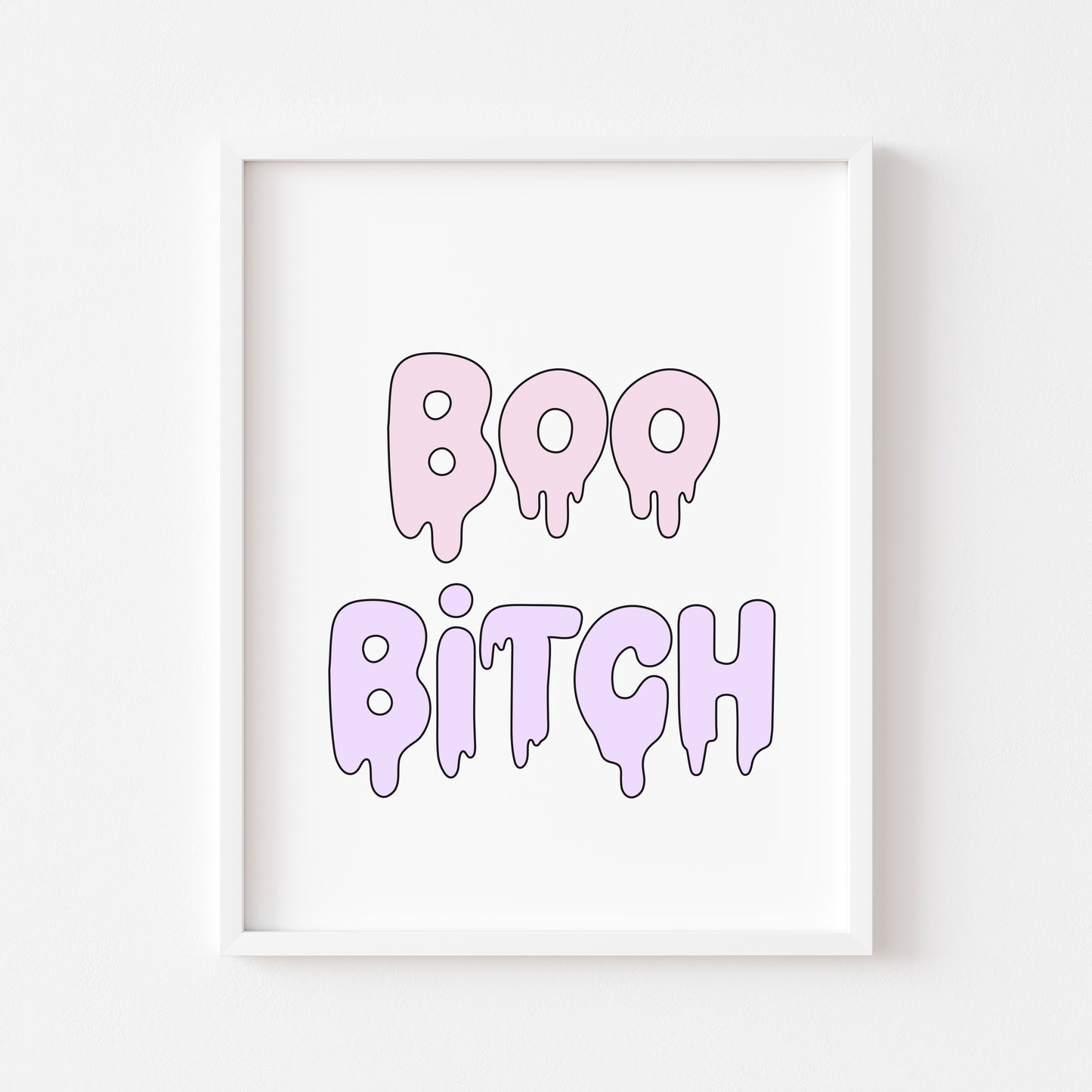 Halloween print, Boo B*tch watercolour pastel cute seasonal spooky halloween decor unframed wall art poster print, cute funny spooky art