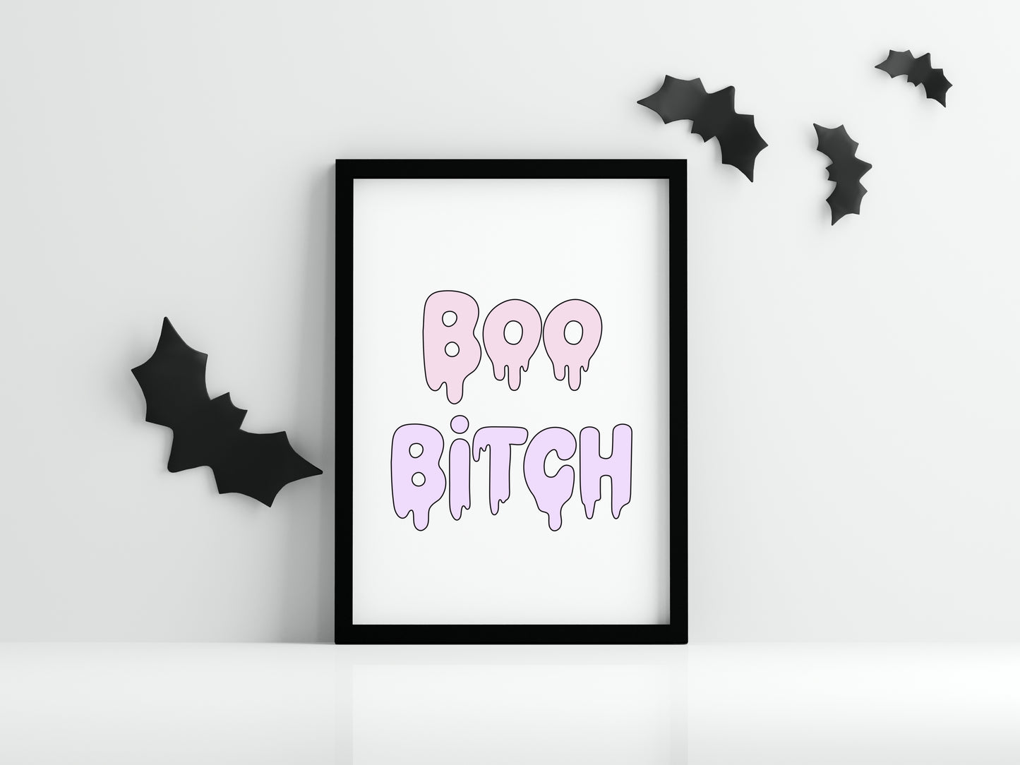 Halloween print, Boo B*tch watercolour pastel cute seasonal spooky halloween decor unframed wall art poster print, cute funny spooky art