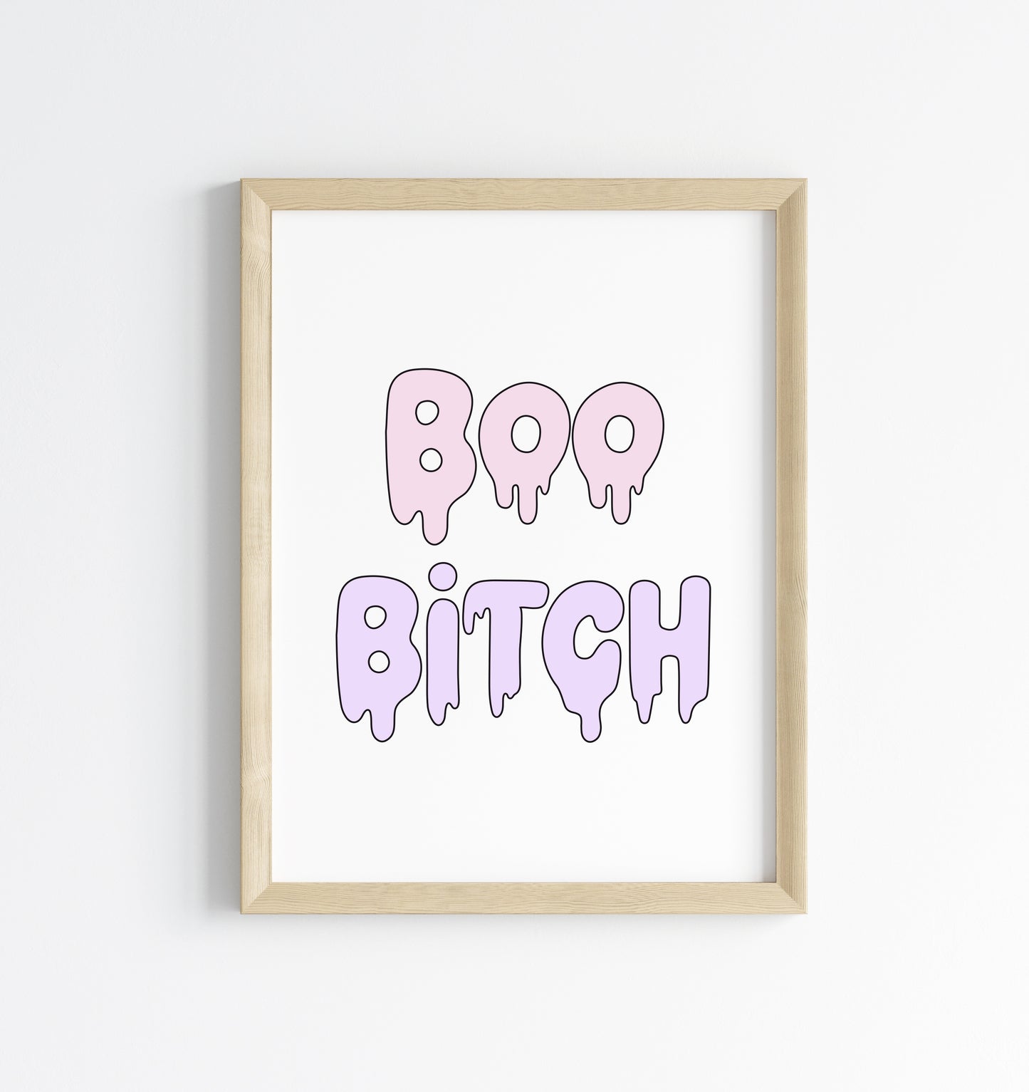 Halloween print, Boo B*tch watercolour pastel cute seasonal spooky halloween decor unframed wall art poster print, cute funny spooky art
