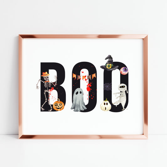 BOO halloween spooky landscape seasonal halloween unframed wall art poster print