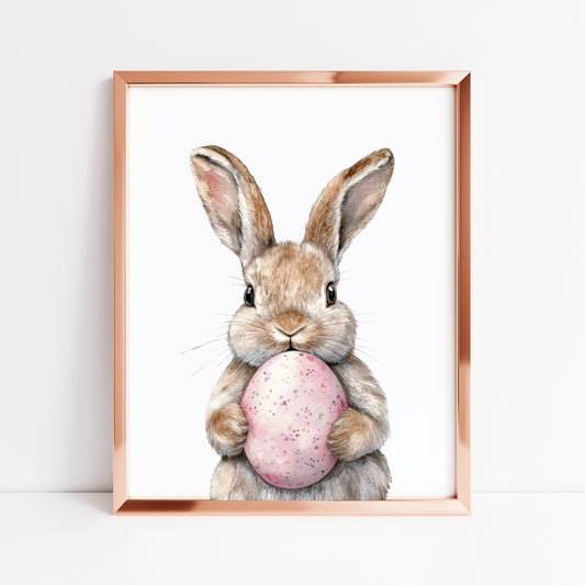 Spring Easter Bunny rabbit pink easter egg seasonal spring home bedroom unframed wall art poster print