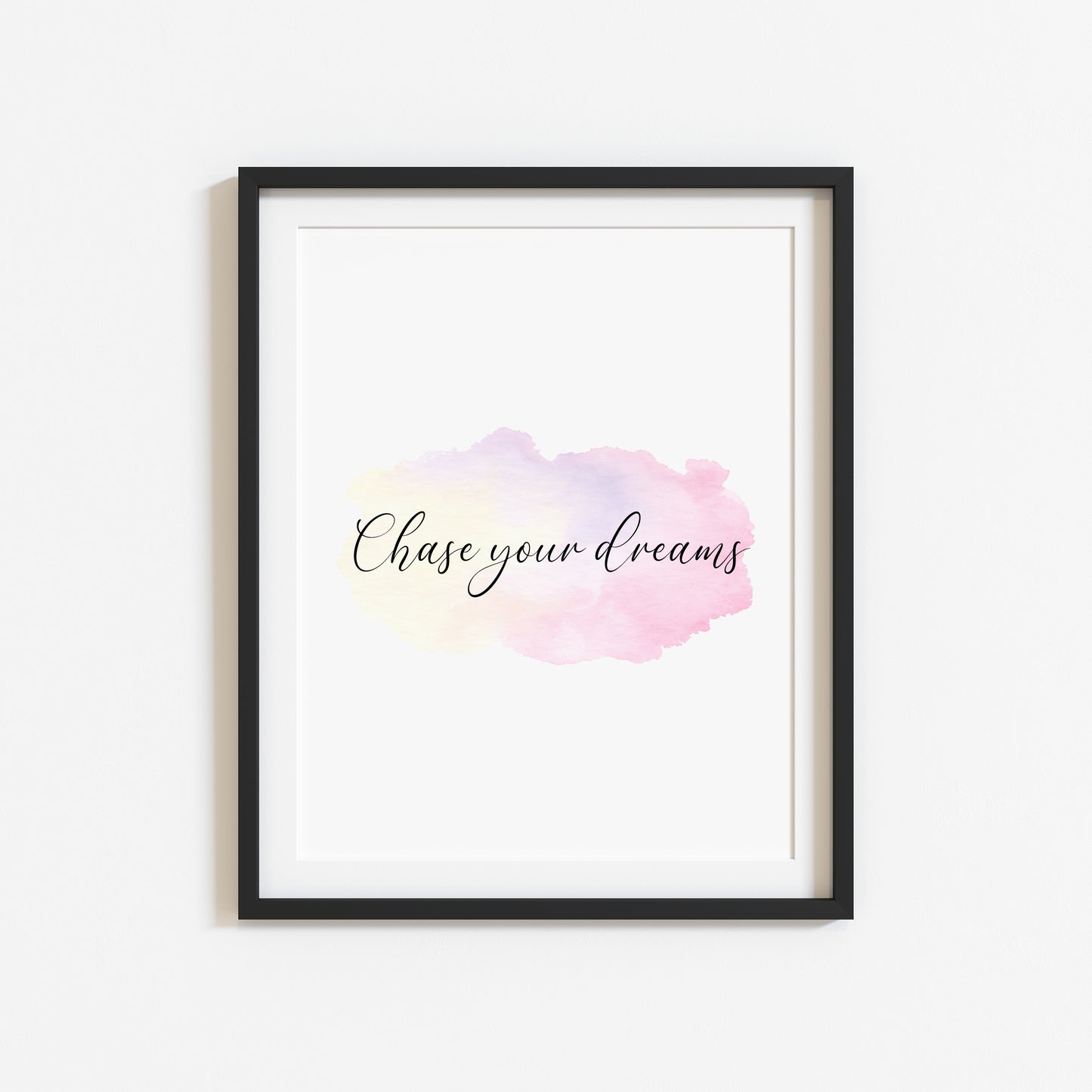 Chase your dreams watercolour galaxy quote motivational bedroom, office unframed wall art poster print