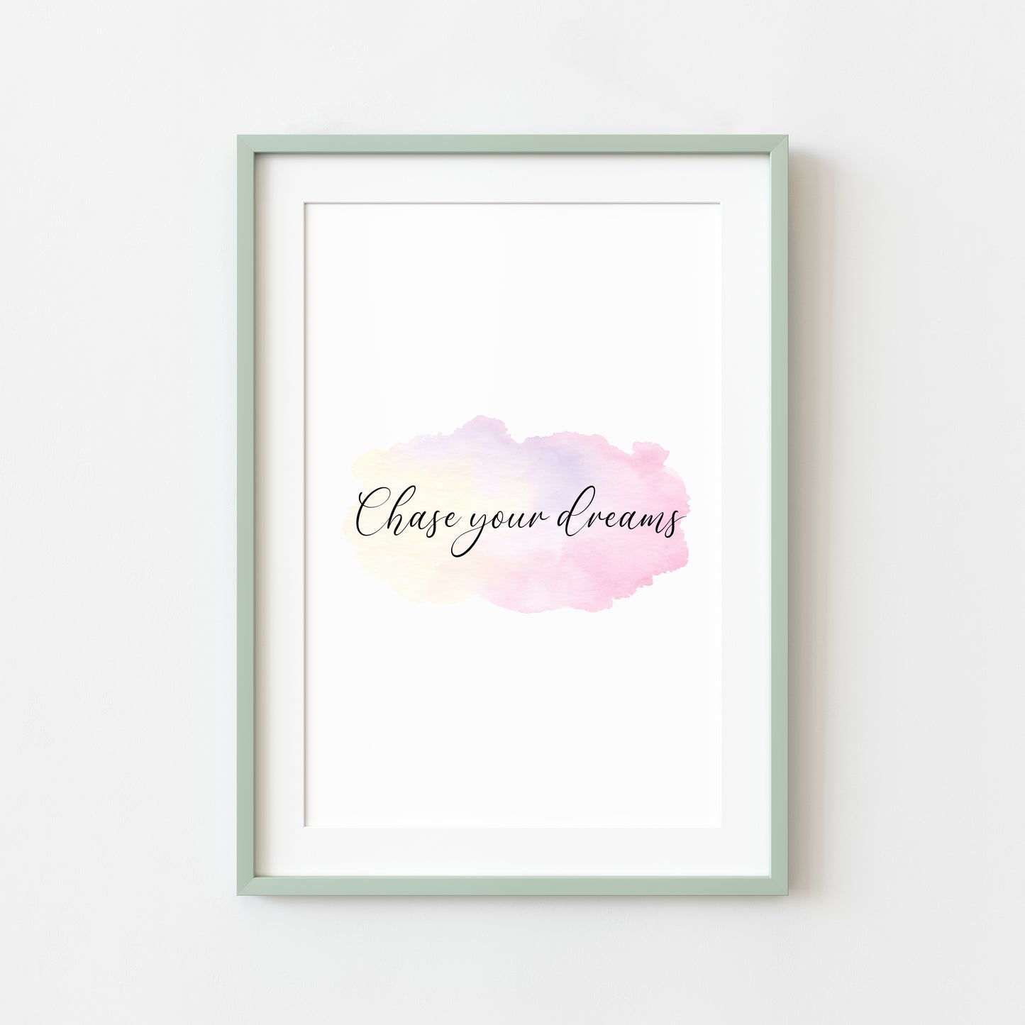 Chase your dreams watercolour galaxy quote motivational bedroom, office unframed wall art poster print