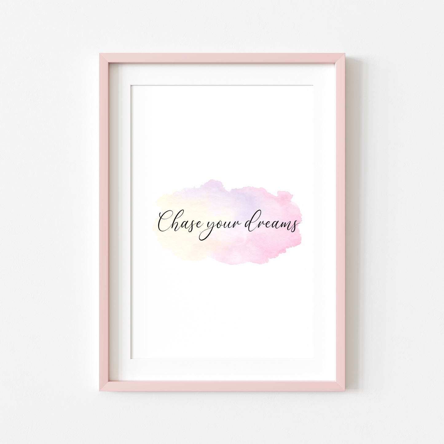 Chase your dreams watercolour galaxy quote motivational bedroom, office unframed wall art poster print