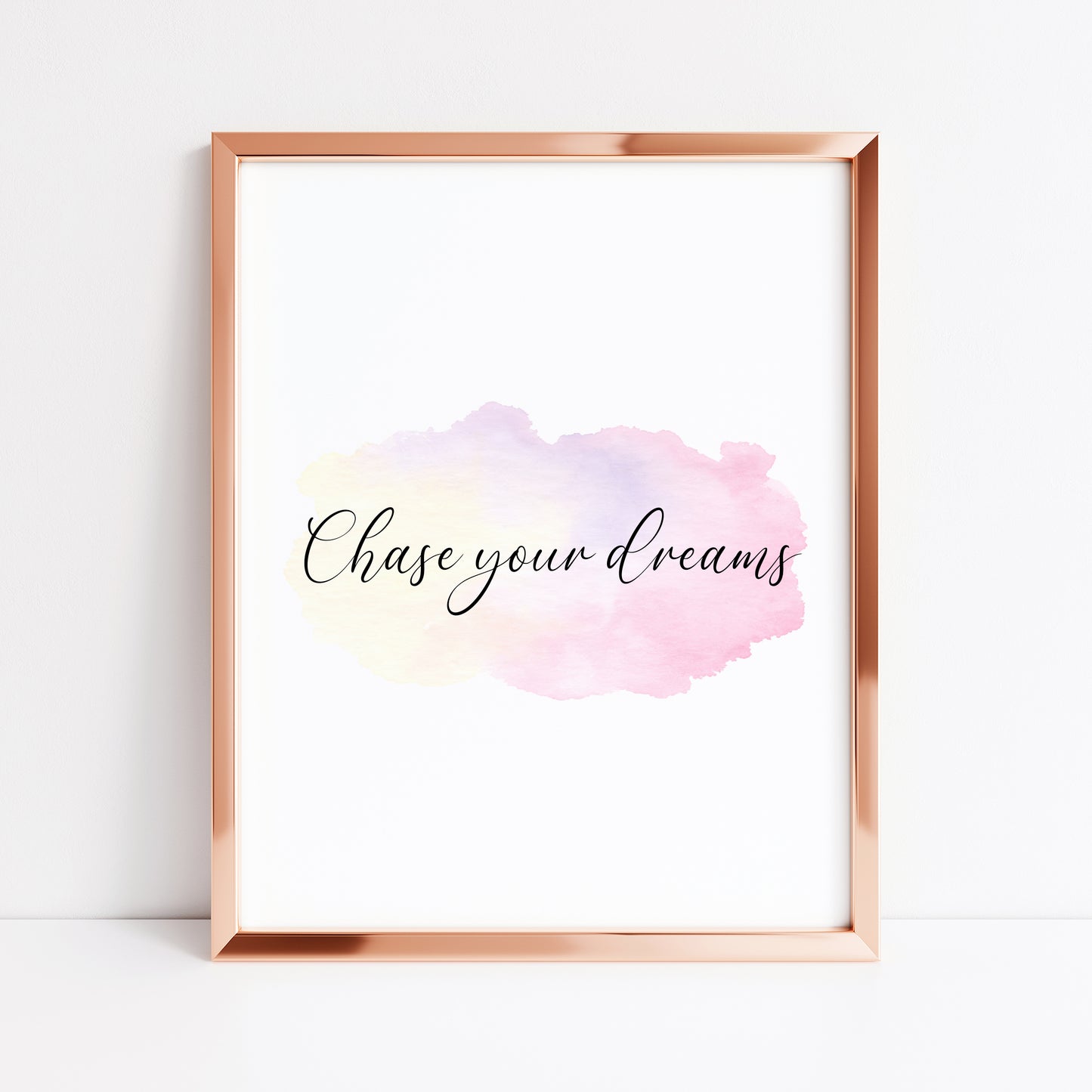 Chase your dreams watercolour galaxy quote motivational bedroom, office unframed wall art poster print