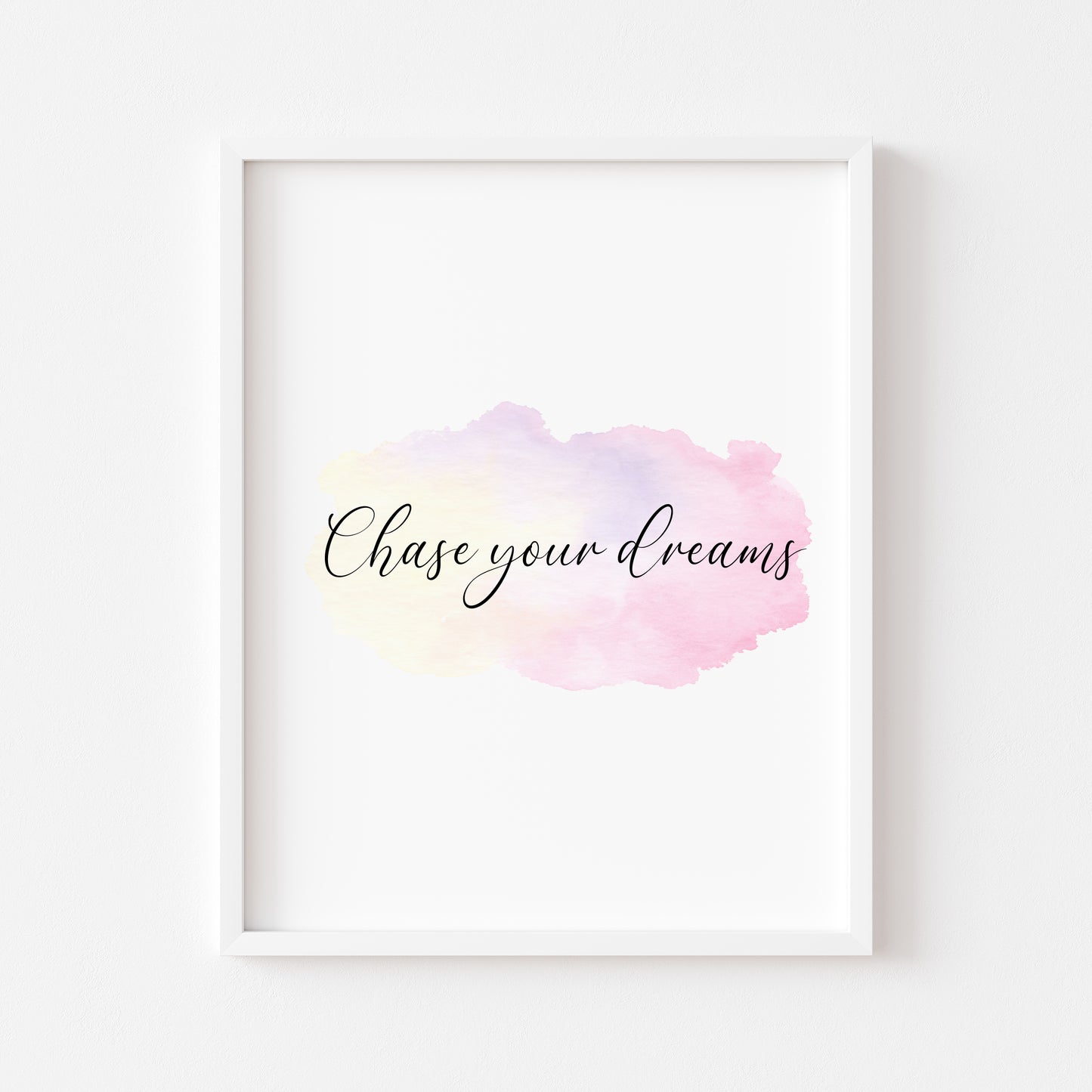 Chase your dreams watercolour galaxy quote motivational bedroom, office unframed wall art poster print