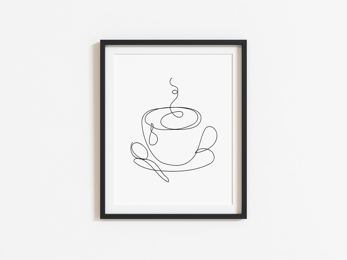 Cup of Tea Coffee line drawing illustration kitchen office unframed wall art poster print