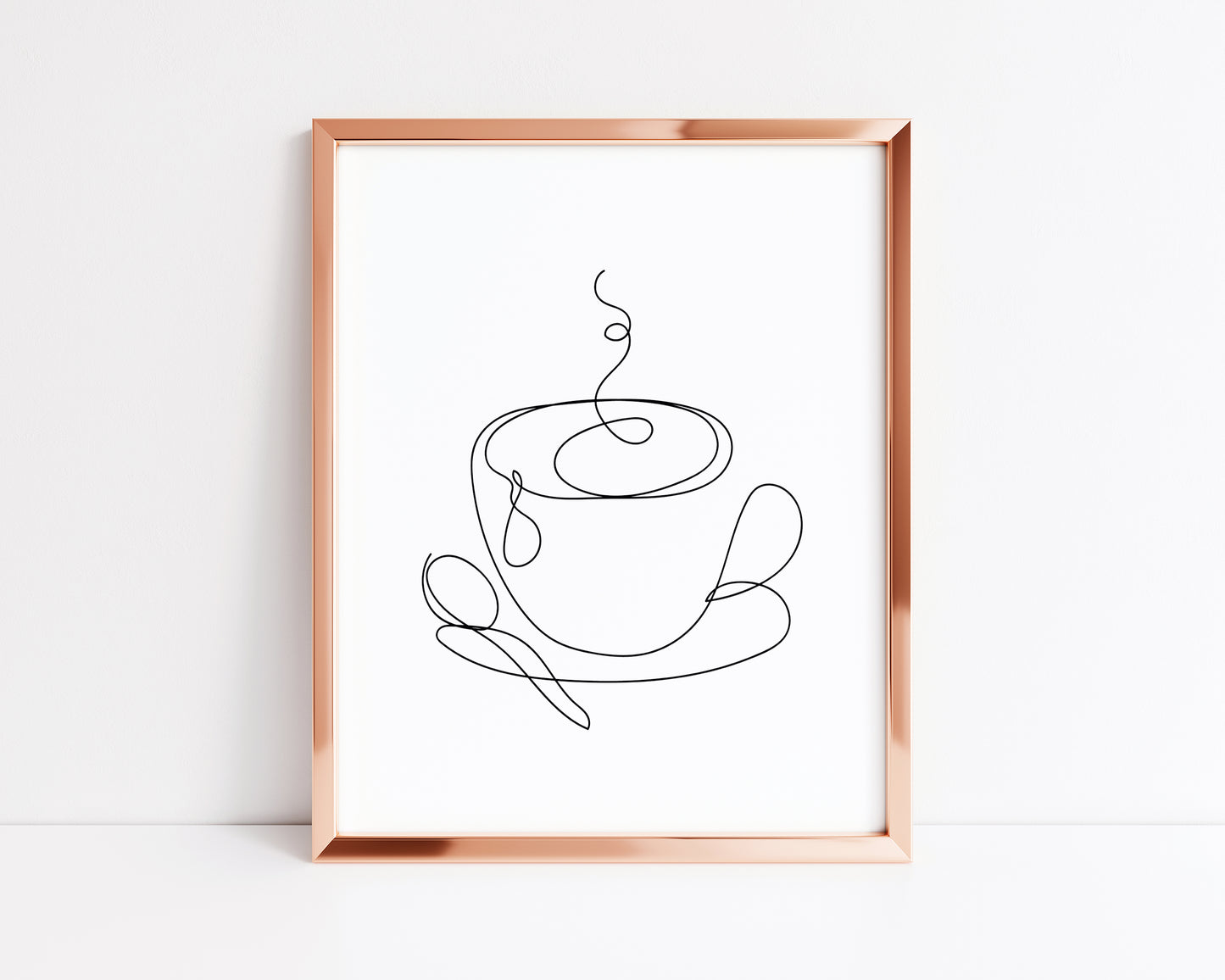 Cup of Tea Coffee line drawing illustration kitchen office unframed wall art poster print