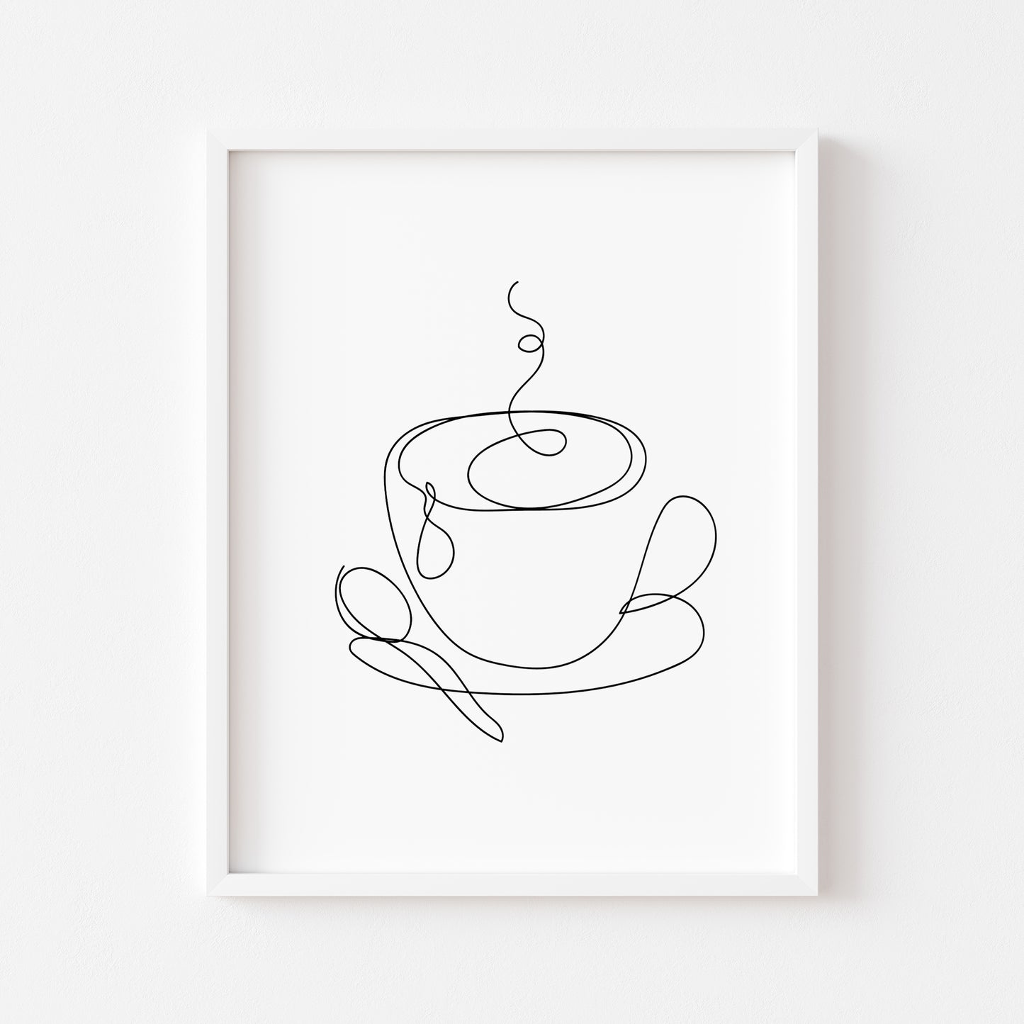 Cup of Tea Coffee line drawing illustration kitchen office unframed wall art poster print