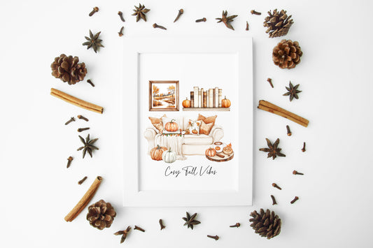 Autumn print, Cosy Fall vibes home lounge fall cosy Autumn unframed wall art poster print, autumn decor, autumn home decor, fall favourites