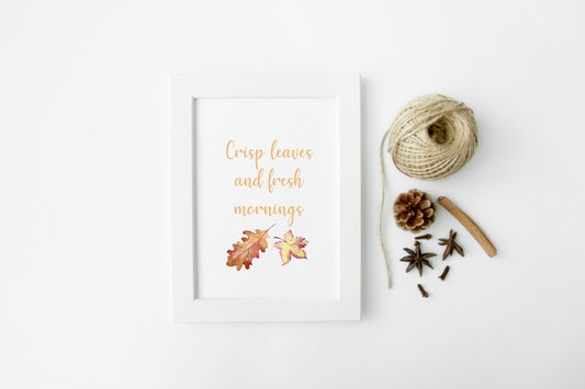 Crisp Leaves and fresh mornings, autumn seasonal watercolour unframed wall art poster print