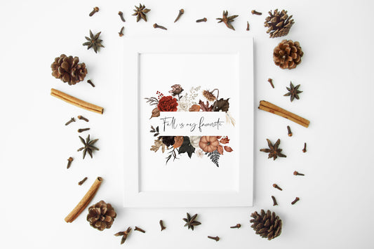 Fall is my favourite watercolour wreath seasonal unframed wall art poster prints