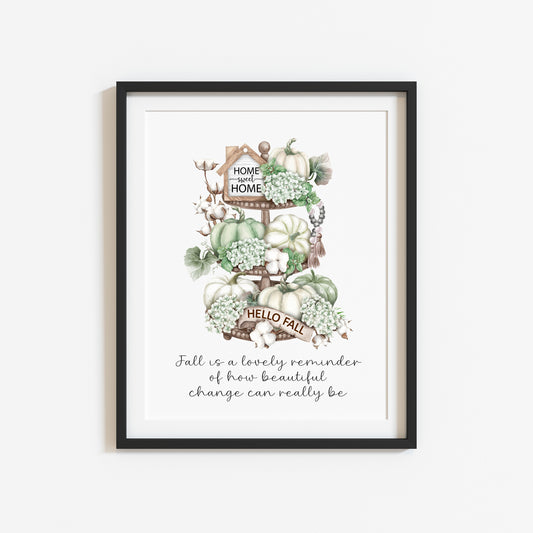 Fall is a lovely reminder, how beautiful change quote green beige home unframed wall art poster print