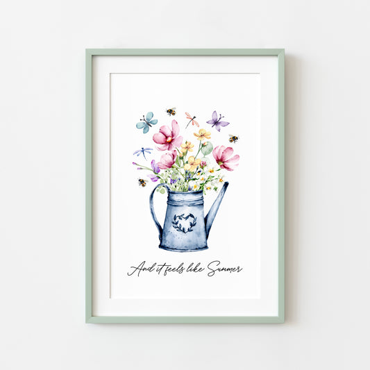 And it feels like summer, wildflower butterflies & bees gardening floral bouquet seasonal home unframed wall art poster print