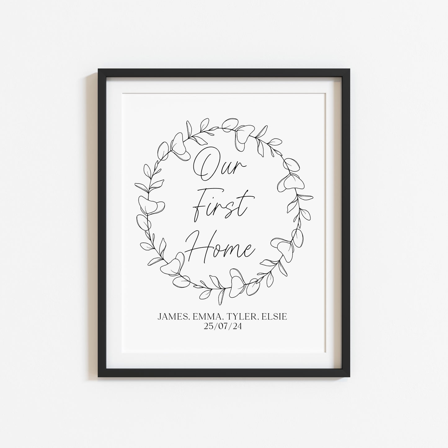 Personalised Our first home couples family new home wreath unframed wall art poster print