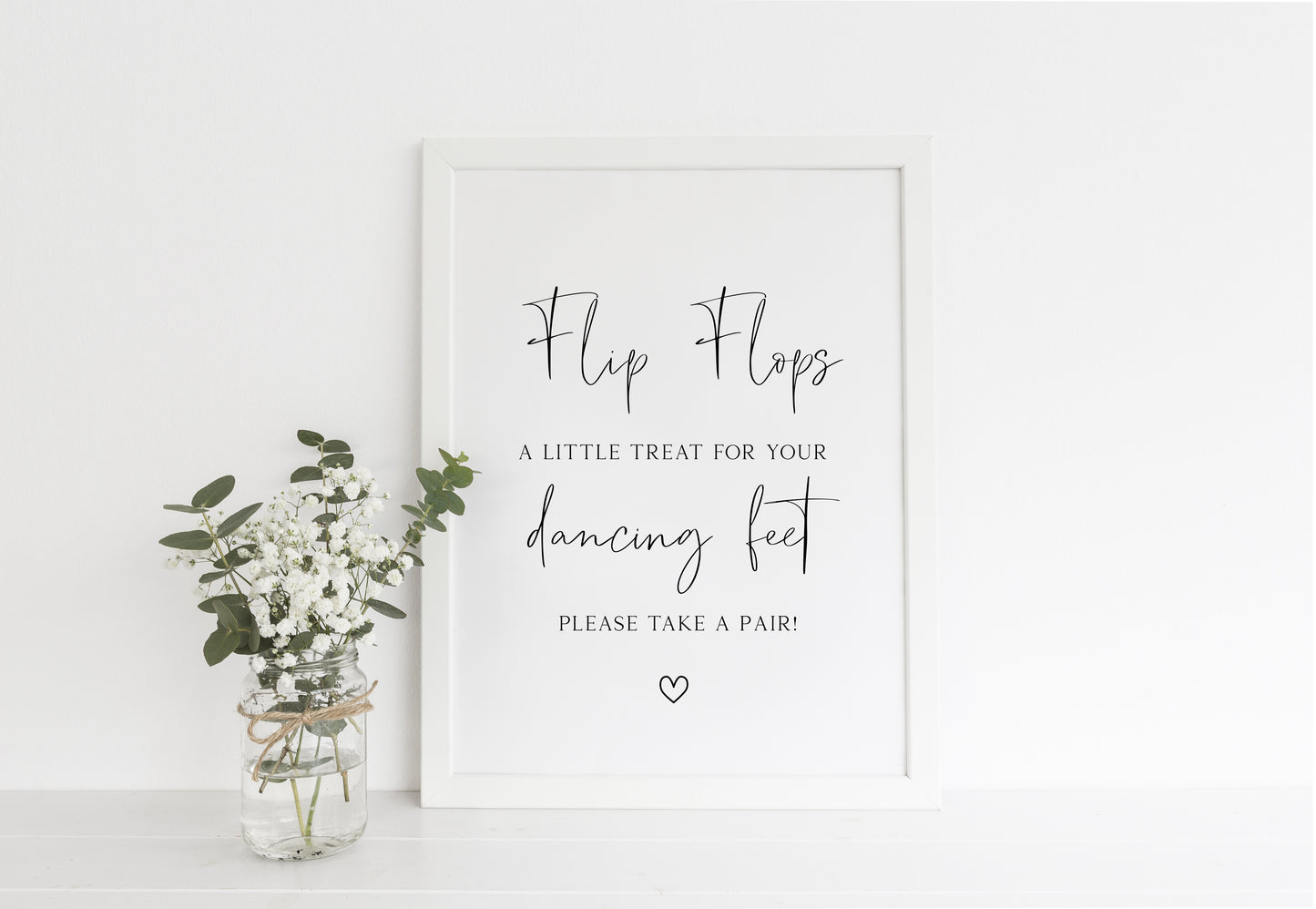 Flip Flops, A little treat for your dancing feet simplistic wedding sign wedding unframed wall art poster print