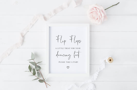 Flip Flops, A little treat for your dancing feet simplistic wedding sign wedding unframed wall art poster print