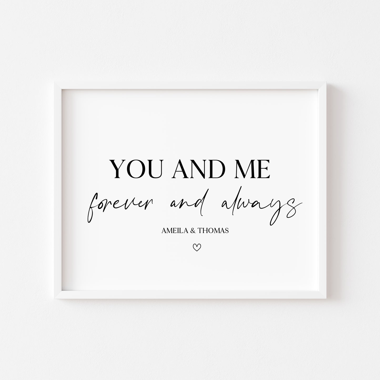 Couples print, you and me forever couples cute landscape unframed wall art poster print