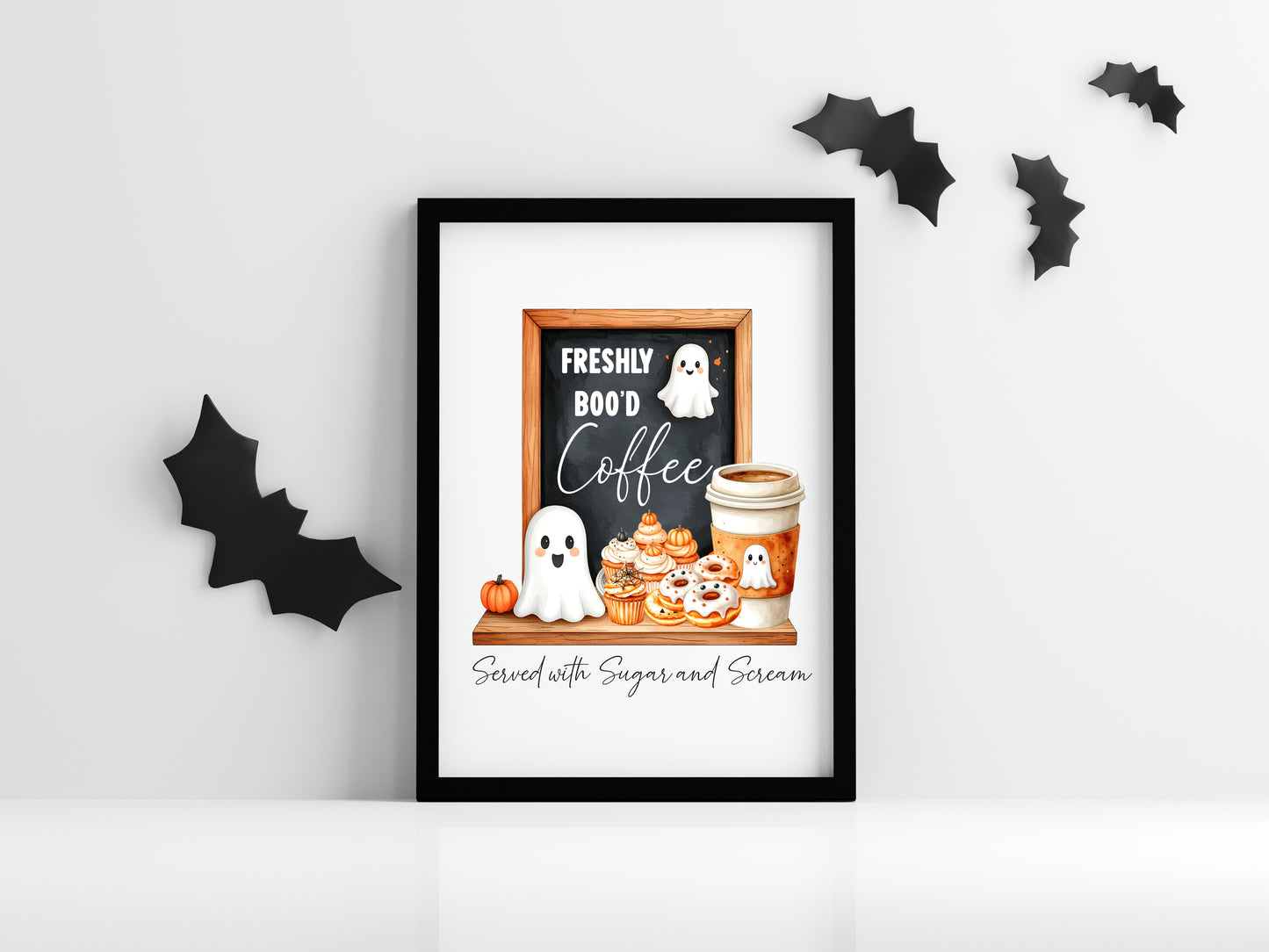 Spooky Ghost Coffee menu Halloween 'Boo'd Coffee' unframed wall art poster print