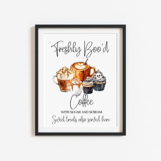 Spooky Ghost Coffee menu Halloween 'Boo'd Coffee' & Sweet treats unframed wall art poster print