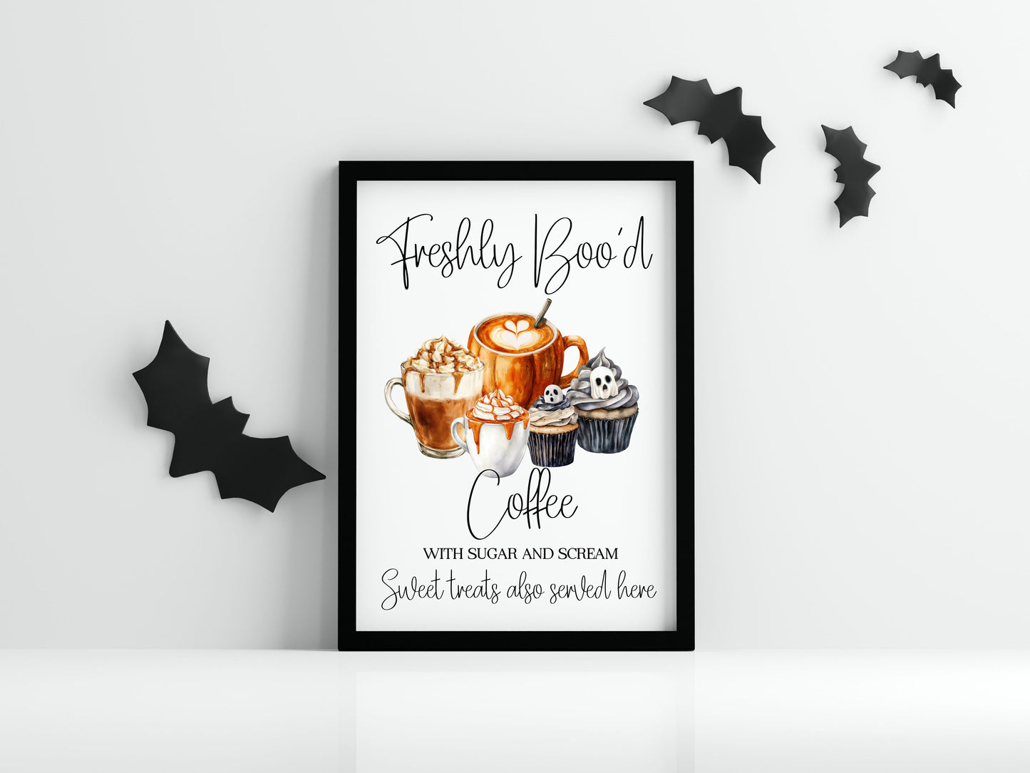Spooky Ghost Coffee menu Halloween 'Boo'd Coffee' & Sweet treats unframed wall art poster print