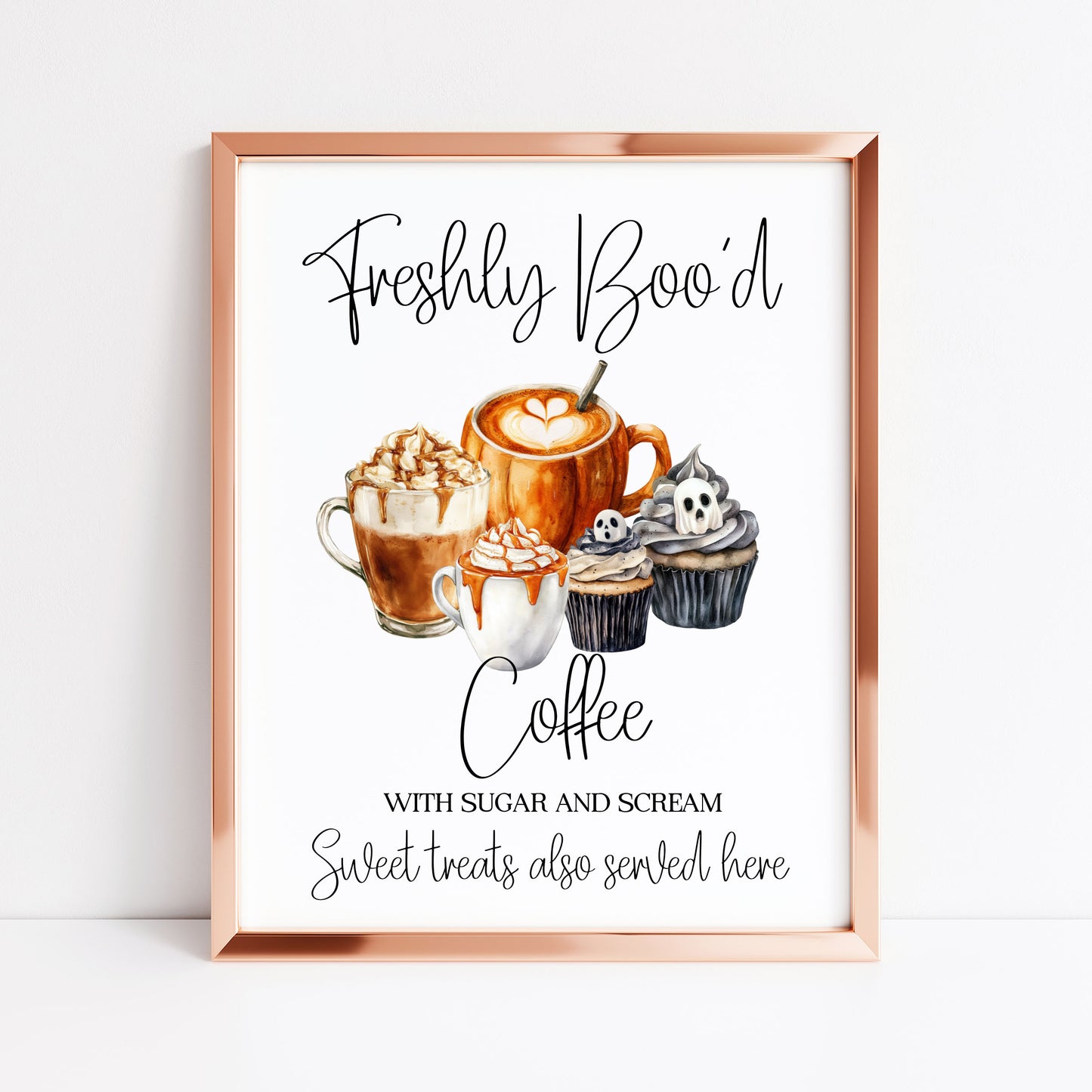 Spooky Ghost Coffee menu Halloween 'Boo'd Coffee' & Sweet treats unframed wall art poster print
