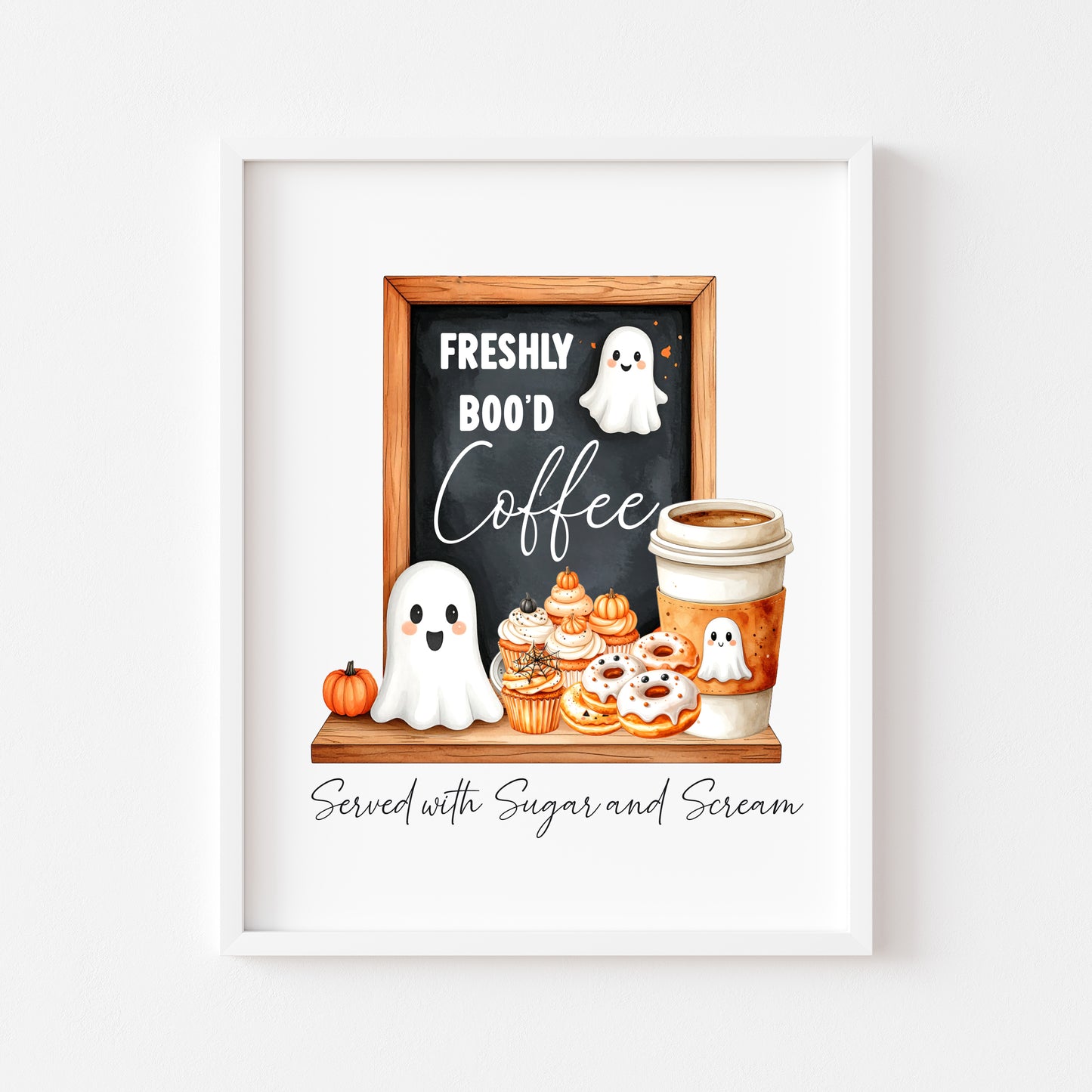Spooky Ghost Coffee menu Halloween 'Boo'd Coffee' unframed wall art poster print