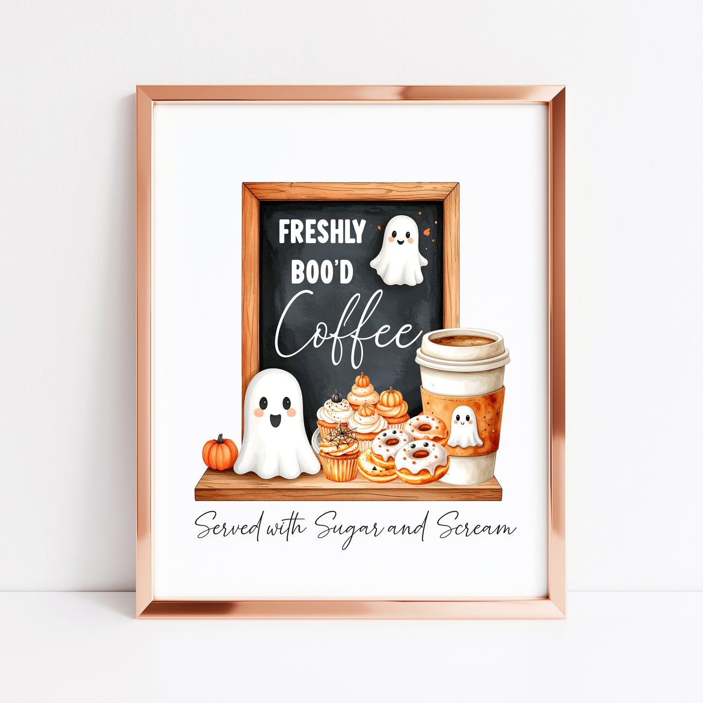Spooky Ghost Coffee menu Halloween 'Boo'd Coffee' unframed wall art poster print