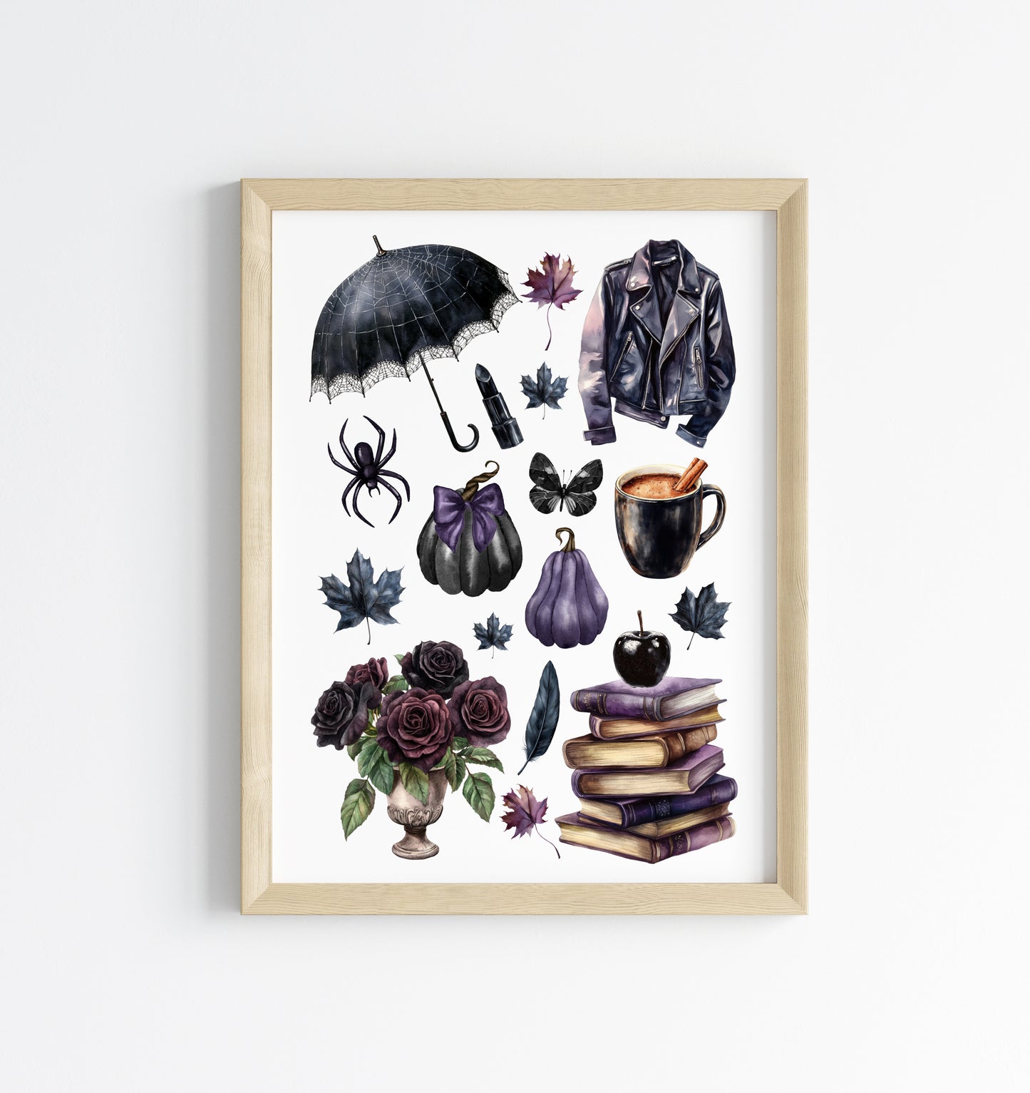 Black & Purple Halloween Mood board black gothic Spooky unframed wall art poster print