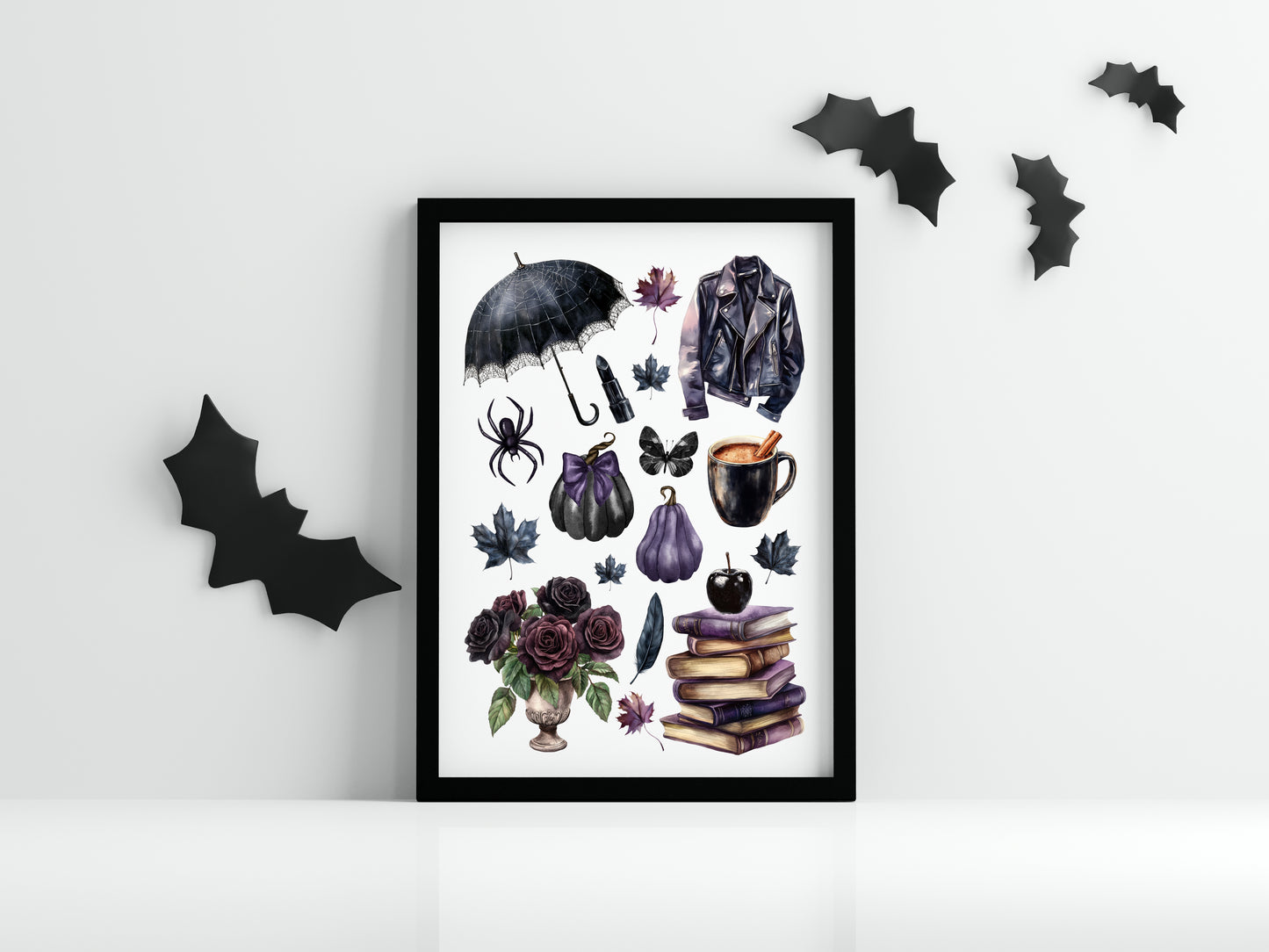 Black & Purple Halloween Mood board black gothic Spooky unframed wall art poster print