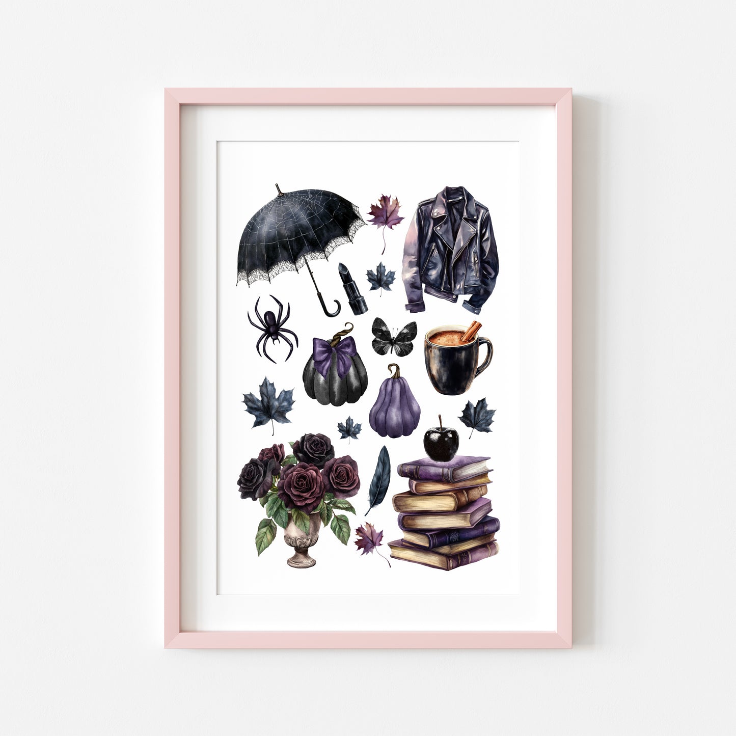 Black & Purple Halloween Mood board black gothic Spooky unframed wall art poster print