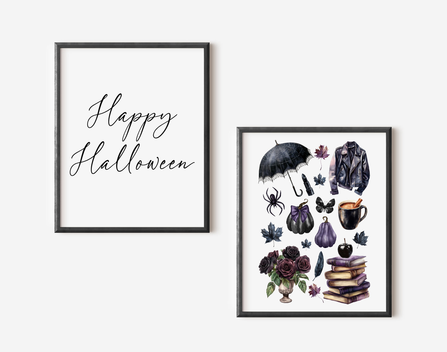 Halloween Set Spooky Witch please Happy Halloween black dark Decor unframed wall art poster prints