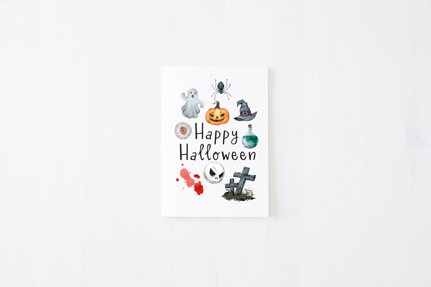 Happy Halloween watercolour collage spooky seasonal unframed wall art poster print