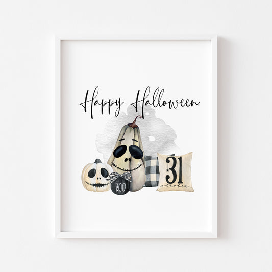 Happy halloween spooky boo seasonal watercolour unframed wall art poster print